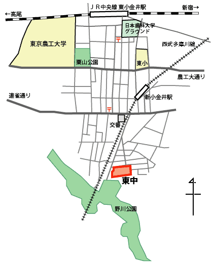 小金井市立東中学校アクセスマップ